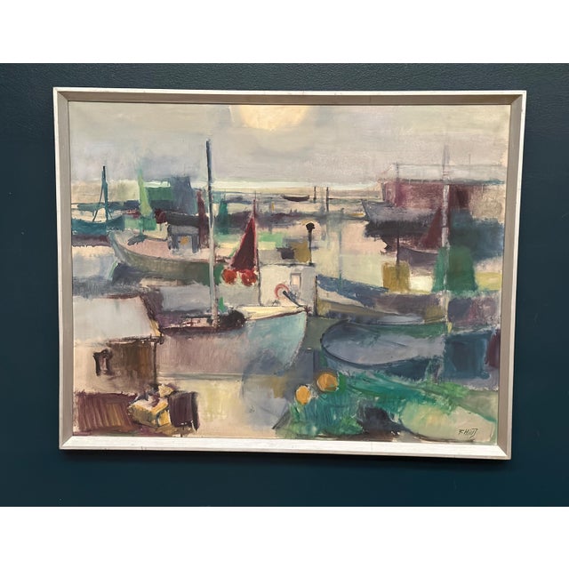 Finn Hillerup, Port, 1960s, Oil Painting on Canvas, Framed For Sale - Image 15 of 18
