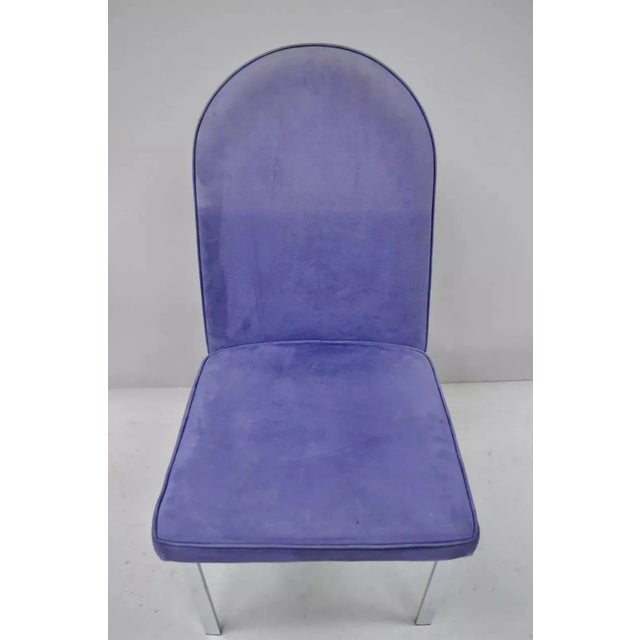 Late 20th Century Mid Century Modern Chrome Flat Bar Dining Side Chair Attributed Tri Mark Designs For Sale In Philadelphia - Image 6 of 10