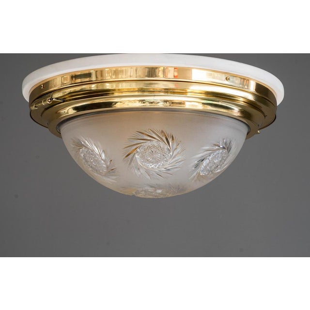 1920s Art Deco Ceiling Lamp with Cut Glass Shade, Vienna, 1920s For Sale - Image 5 of 18