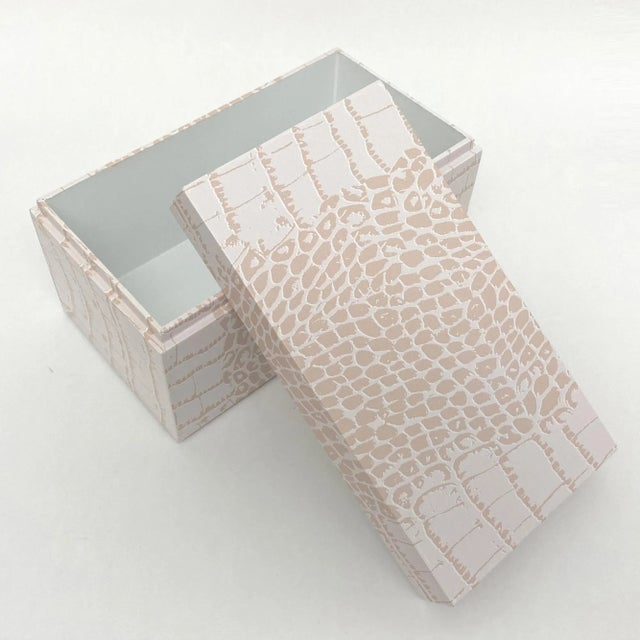 Pink Pink Crocodile Pattern American Made Wood Box For Sale - Image 8 of 10