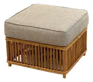 1990s Presidents Stick Reed Rattan Nantucket Ottoman Footstool