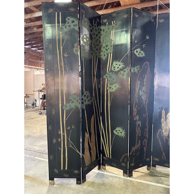Maitland Smith Coromandel Chinoiserie Eight Panel Screen For Sale - Image 9 of 15