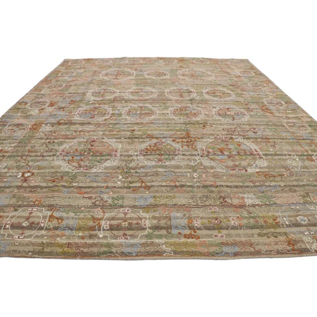 Modern Late 20th Century Vintage Afghan Uzbek Suzani Embroidered Kilim Rug, 07'09 X 09'04 For Sale - Image 3 of 9