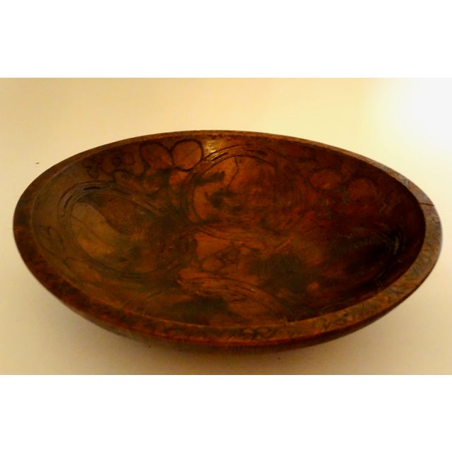 Early Americana Carved Wood Bowl With Rabbits For Sale - Image 13 of 15