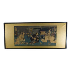 19th Century Japanese Ukiyo-E Woodblock Triptych Print by Kunisada Toyokuni III