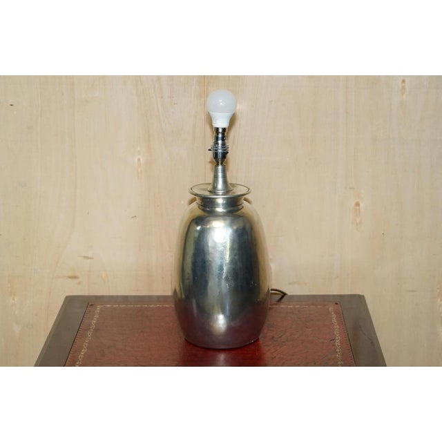 Large Owl Dome Shaped Pewter Table Lamp For Sale - Image 3 of 14