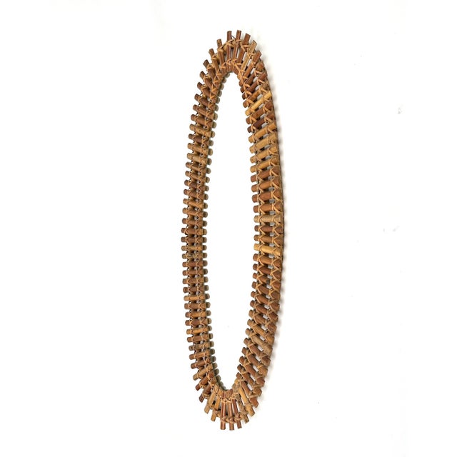 Mid-Century Bamboo and Rattan Oval Wall Mirror, Italy, 1960s For Sale - Image 6 of 12