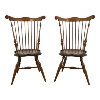 Pair Ashler Bench Made Windsor Fan Back Side Chairs For Sale