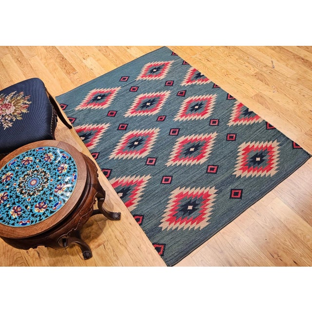 Vintage Handwoven Kilim Rug, Wool & Cotton, Southwestern Style For Sale - Image 4 of 12