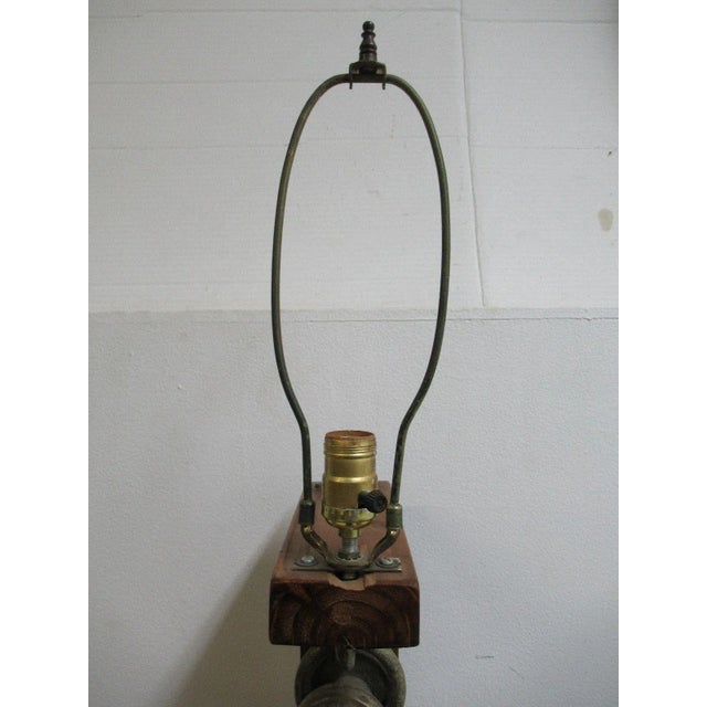 Wood Vintage Ships Marine Pulley Block Tackle Lamp For Sale - Image 7 of 11