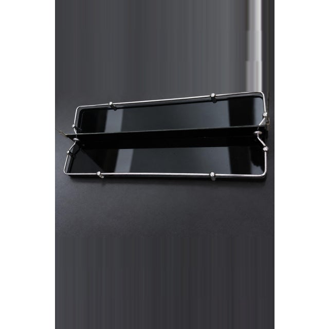 Black Art Deco Bathroom Mirror with Shelf and Chrome Gallery, France, 1930s For Sale - Image 8 of 12