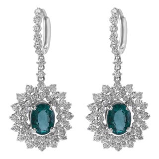 4.52ctt Oval Emerald & Diamond Drop Necklace 18-Karat White Gold, Pair For Sale