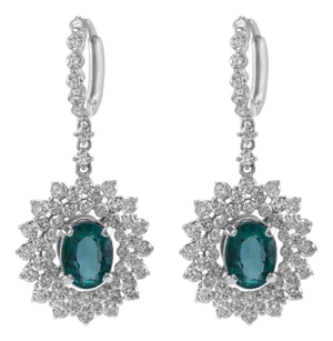 4.52ctt Oval Emerald & Diamond Drop Necklace 18-Karat White Gold, Pair