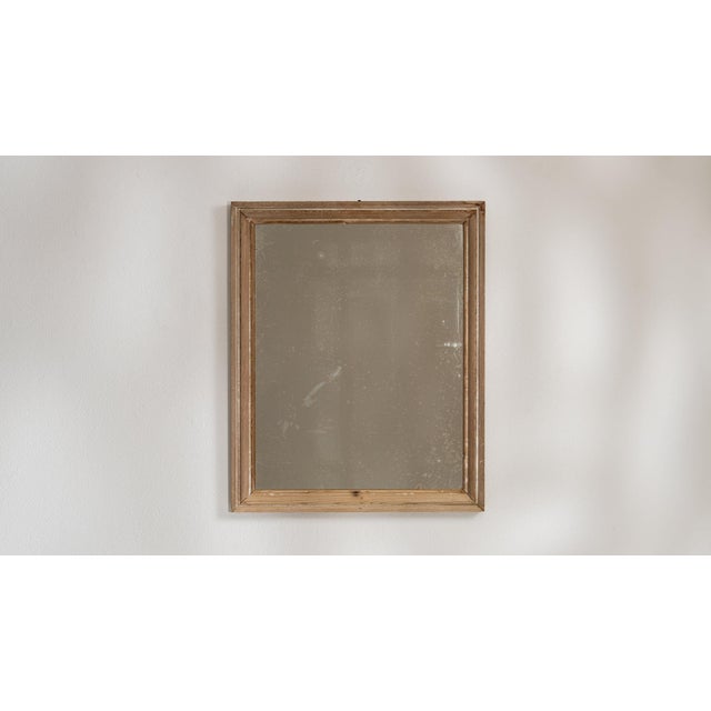 Amber 19th Century France Weathered Honey Oak Carved Oak Window-Pane Mirror For Sale - Image 8 of 8