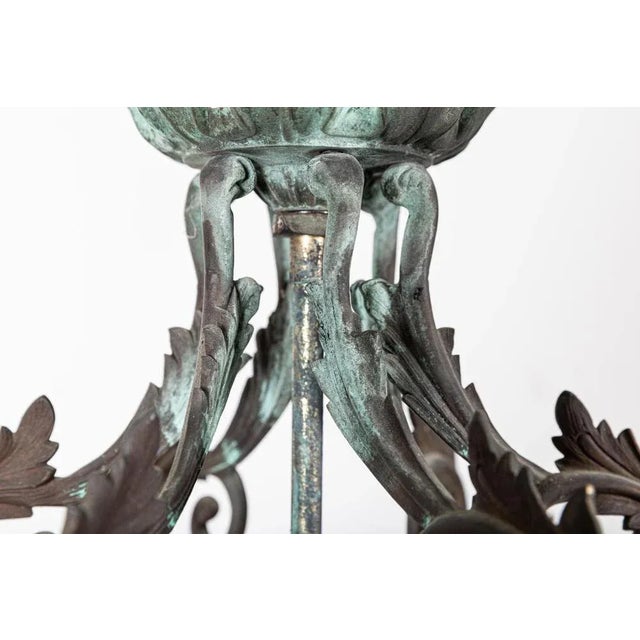 Antique Circa 1800 English Georgian Hexagonal Glazed Brass/Bronze Verdigris Lantern Exceptional quality, rewired with...