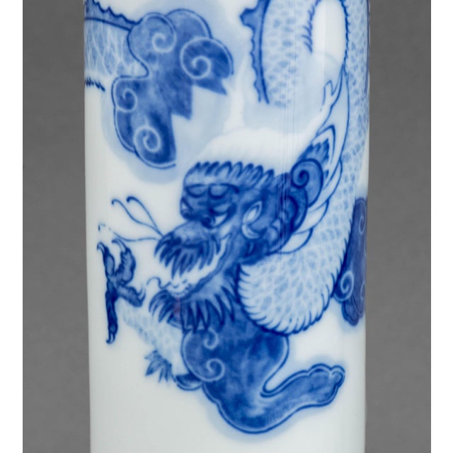 Pair of Mottahedeh for Tiffany and Company "Blue Dragon" Porcelain Flaring Vases, each marked "Made Exclusively for /...