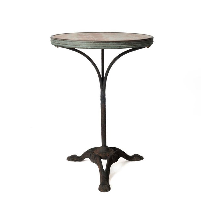 Antique French Iron Base Bistro Table With Marble Top For Sale - Image 6 of 7