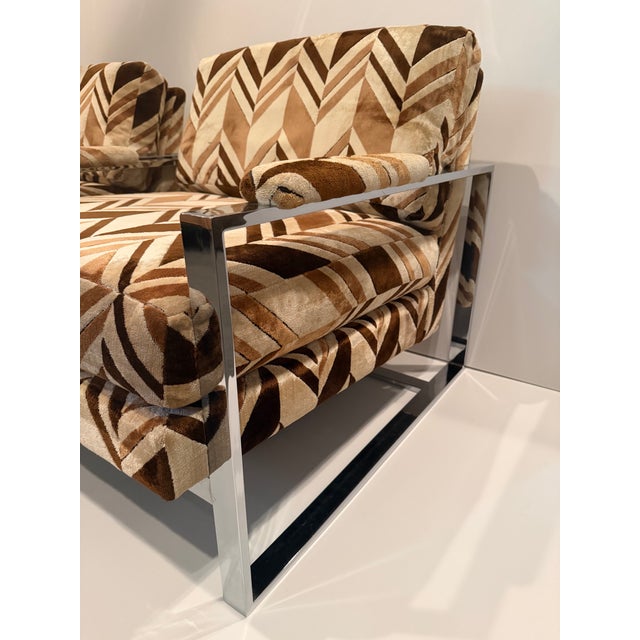Superbly stylish pair of midcentury modern Milo Baughman club chairs, low slung and plushly comfortable having original...
