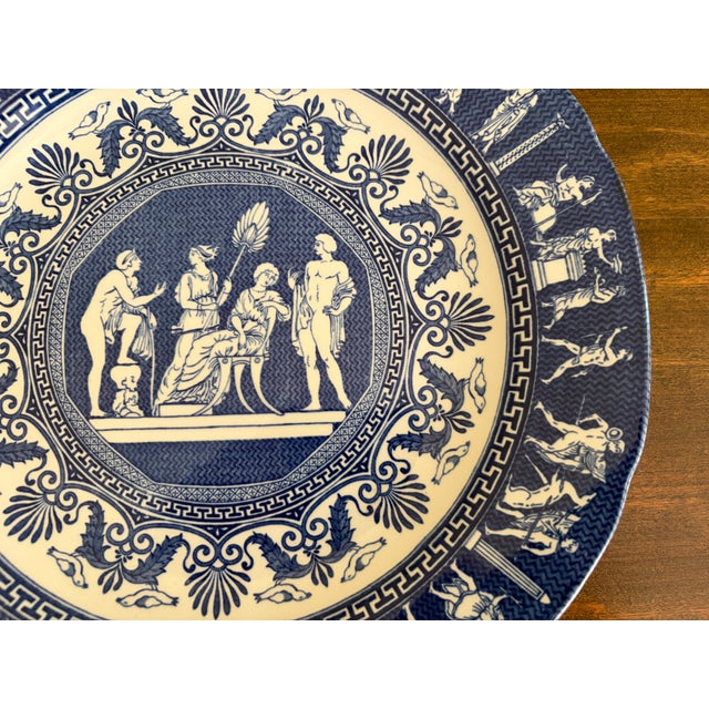 Vintage Mottahedeh Greek Revival Blue and White Neoclassical Plate For Sale In South Bend - Image 6 of 11