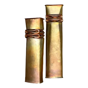 Vintage Modernist Thomas Roy Markusen Nickeled Copper Vases - Set of 2