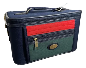 1990s Never Used Fabric and Leather Beauty Case by Roberta Di Camerino