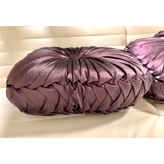 Late 20th Century Luxury Purple Satin Oval Pillows - a Pair For Sale - Image 5 of 6