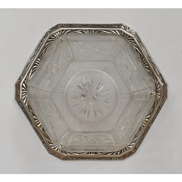 Silver 1930s French Art Deco Flush Mount by Muller Freres France - 2 Available For Sale - Image 8 of 14