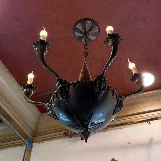 Metal Dramatic Metal Empire Chandelier For Sale - Image 7 of 8