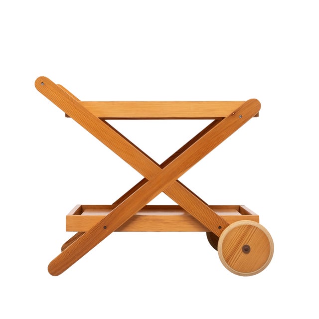 Serving Trolley in Pine with Wheels, 1970s For Sale - Image 11 of 11