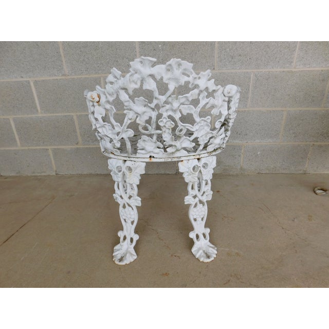 Vintage Grape Vine Pattern Cast Iron 3 Pc Garden Chair Set For Sale - Image 15 of 18