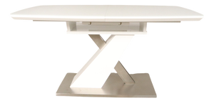 White Wooden Dining Table with Stainless Steel Details, 1980s