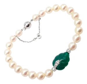 Mid 20th Century Cartier White Gold Pearl Diamond Chalcedony Patiala Bracelet