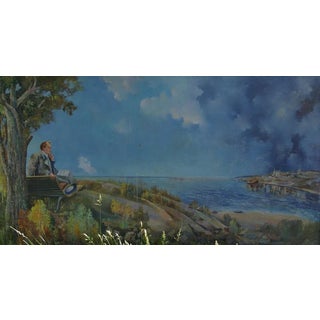 Original Ukrainian Oil Painting: Socialist Realism, Male Portrait on Hardboard 105-200 For Sale