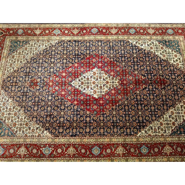Antique Persian Tabriz Area Rug. Hand-Knotted Wool, Herati Geometric Pattern, Navy & Red, 6x10 For Sale - Image 15 of 16
