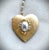 1980s Vintage Heart Locket, Paisley Design, Grey Pearl, Long Gold Chain, Pearl Bead Drop, Valentine For Sale - Image 5 of 12
