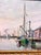 1990s Oil Painting Depicts a Tranquil Harbor Scene With Fishing Boats Moored by a Pier and a Small Rowboat in the Calm Water. By J .Henry Hallbert For Sale - Image 5 of 12