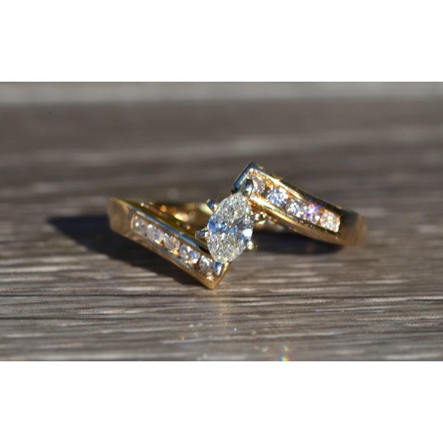 Gold The Brookwood: Ladies 14K Bypass Style Diamond Engagement Ring For Sale - Image 8 of 10