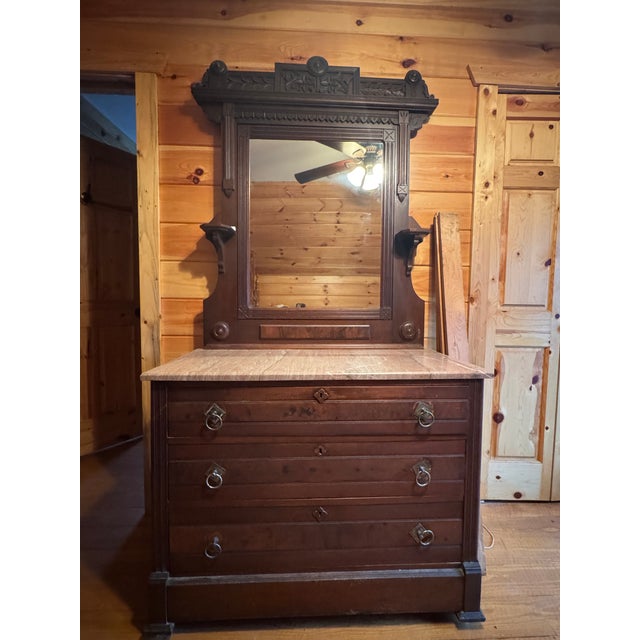 Late Victorian Renaissance Revival Walnut Bedroom Suite, C. 1890–1905 — 3 Pieces For Sale - Image 10 of 15