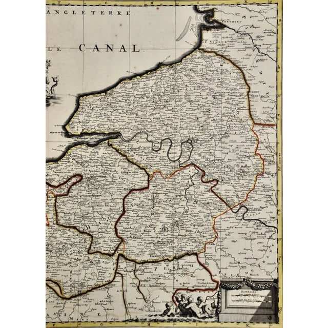 Sculpture Materials The Normandy Region of France: A 17th C. Hand-Colored Map by Sanson and Jaillot, 1695 For Sale - Image 7 of 12