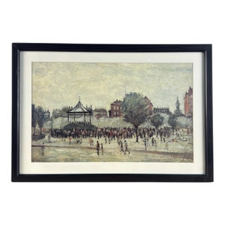 Vintage English l.s. Lowry Print, 'Bandstand, Peel Park' For Sale