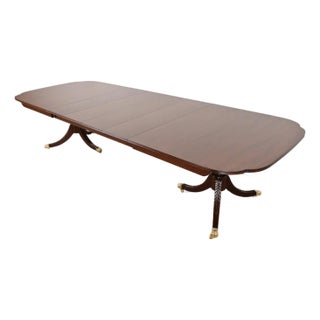 Karges Georgian Mahogany Double Pedestal Extension Dining Table, Newly Refinished For Sale