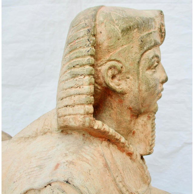 Vintage Brick Sphinx Garden Statue For Sale - Image 4 of 16