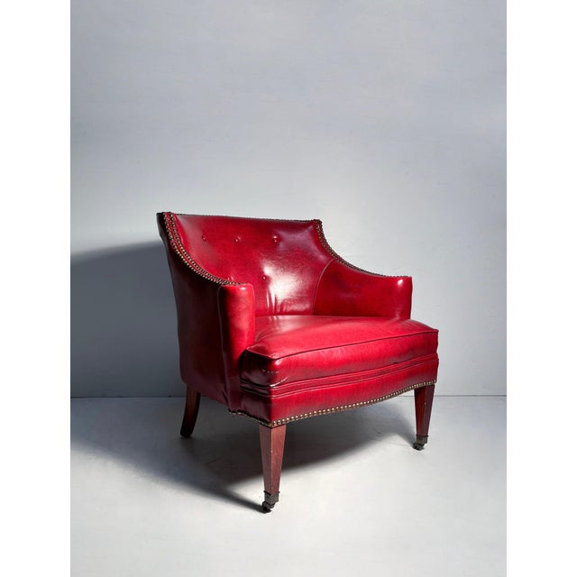 Mid 20th Century Vintage Decorator Chair in Red "Faux" Leather on Castors For Sale - Image 5 of 5