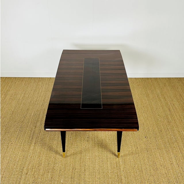 Art Deco Macassar Ebony Extendable Dining Table, France, 1940s For Sale - Image 6 of 17