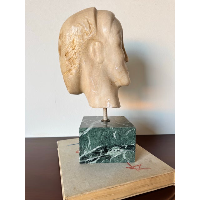 Vintage Carved Marble Woman Head Sculpture on Italian Marble Base/ Sold For Sale - Image 12 of 12