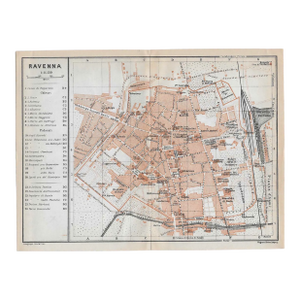 1928 Antique Map of Ravenna Italy
