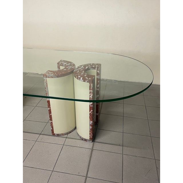 Large Table in Marble and Glass, 1970s For Sale - Image 13 of 18