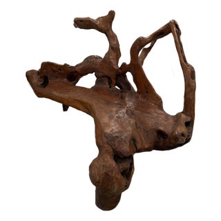Contemporary Burgundy Teak Bench For Sale