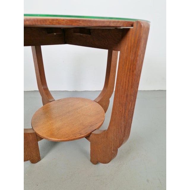 1930s Round Oak Side Table in Art Deco Style, 1930s For Sale - Image 5 of 8
