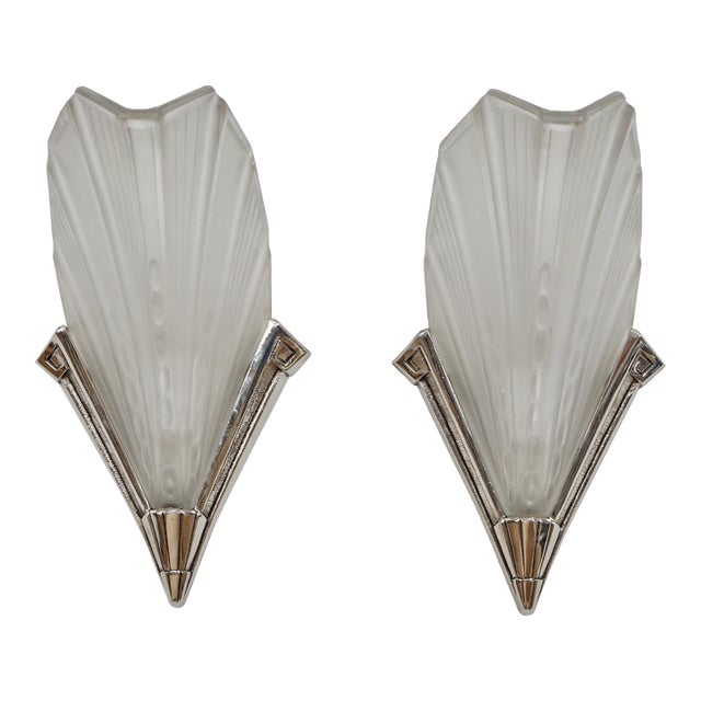 French Art Deco Wall Sconces by Jean Gauthier Ejg 1920s France - A Pair For Sale